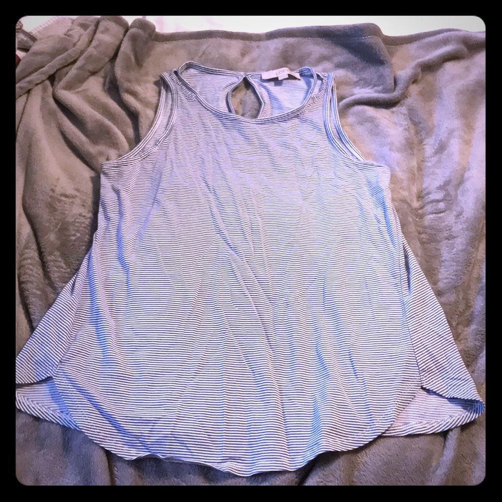 LOFT Blue & White Striped Tank Top Medium